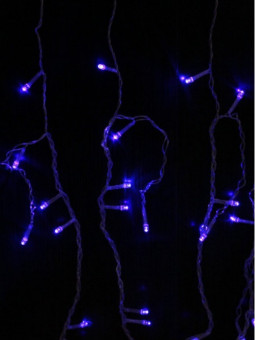 Гирлянда. Занавес 3 х 1 м, прозрачная нить, 200 неоновых  синих  ламп, 8 режимов НУ-1021