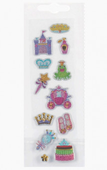 Набор бумажных наклеек 5 x 15,5см, "Princess" для творчества,объемные с блеском и золотым тиснением, deVENTE/8002107