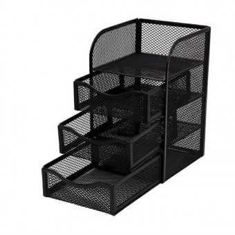 Подставка для канц.пренадлежностей, 4 отд., металлическая, черная WENZER OFFiCE /9062