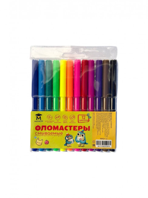 Фломастеры смываемые Магистр 12 цв., вентилируемый колпачок
