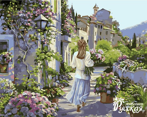 Набор для творчества "Рисование по номерам". J014 Девушка с цветами 40*50 Набор для творчества "Рисование по номерам". J014 Девушка с цветами 40*50