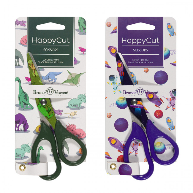 Ножницы 13.7см детские "HappyCut", 2 вида, с принтом, BV/60-0033 (12)