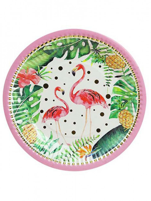 Одноразовые бумажные тарелки «Красивые фламинго» 6 шт, 23см. MILAND/СП-5308