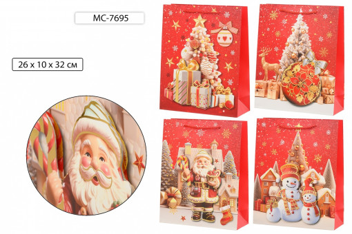 Подарочный пакет 26*10*32 см "НОВЫЙ ГОД", плотный, объёмная аппликация с элементами фольгирования, Basir/МС-7695 (20) Подарочный пакет 26*10*32 см "НОВЫЙ ГОД", плотный, объёмная аппликация с элементами фольгирования, Basir/МС-7695 (20)