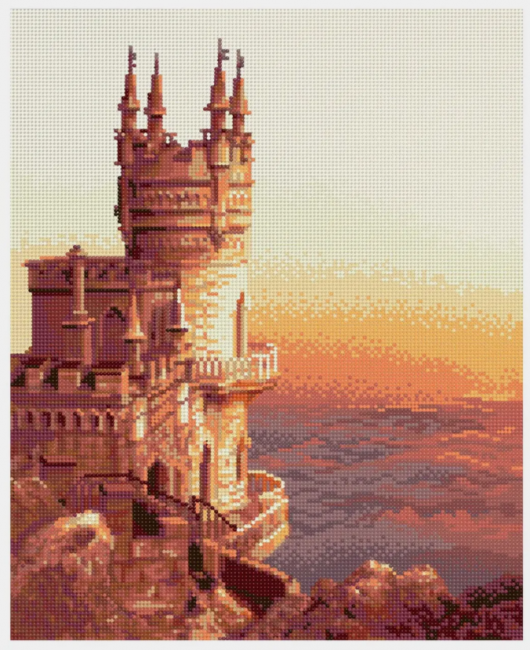 Алмазная мозаика 40*50 на подрамнике "Крымский замок", полная выкладка, ALM031