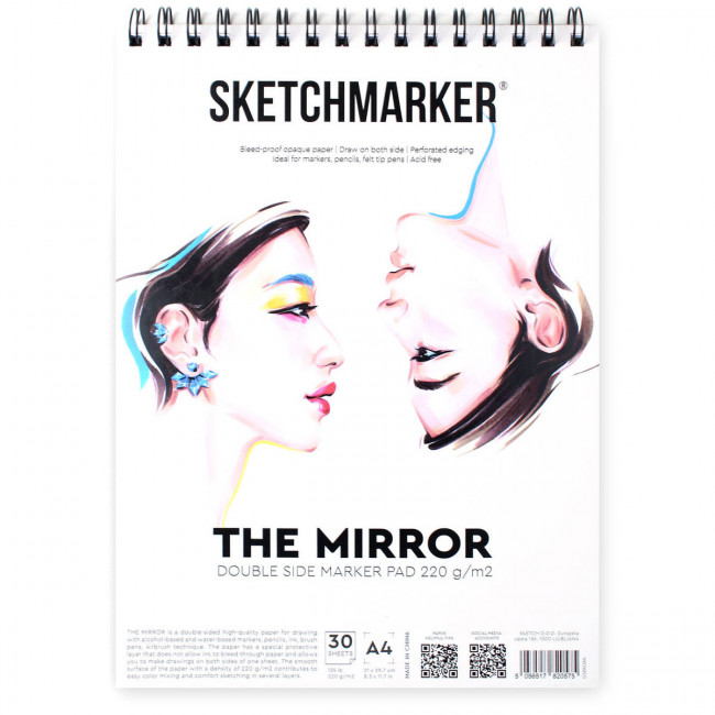 Скетчбук A4, 220г/м.кв 30л "The mirror" на спирали, SKETCHMARKER/DSPADA4 Скетчбук A4, 220г/м.кв 30л "The mirror" на спирали, SKETCHMARKER/DSPADA4