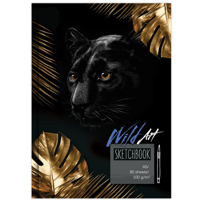 Скетчбук 80л. А5 7БЦ BG "Wild Art", матовая ламинация, выборочный лак, 80г/м2, бежевый блок