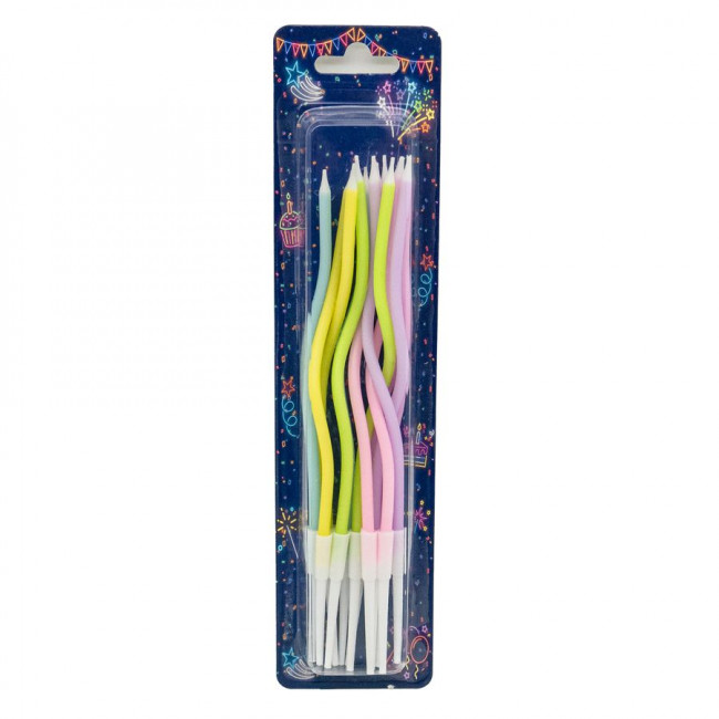 Свечи 12,5см "Макаронс" для торта, коктейльные, с держателями, 12шт, Микрос/Ч53126 (24)