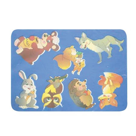 Трафарет-раскраска в АССОРТИМЕНТЕ 12 видов, пакет (60) (ТР-03, ЛЕСНЫЕ ЗВЕРИ 2019), ТР