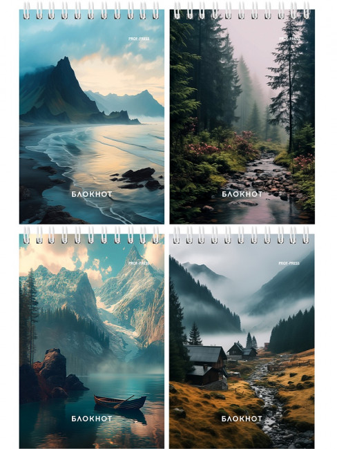 Блокнот А6 40л клетка "Виды природы - 8", на гребне, Проф-Пресс/Б40-7022 (20)