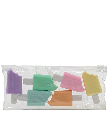 Маркер 1-3мм  выделитель набор 6 шт. "Эскимо" скошенный, мини 6см, CJ-190 TF-139 (2/24/288)