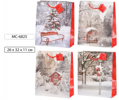 Подарочный пакет 26*32*11см "Зима", Basir/МС-6825 (20)