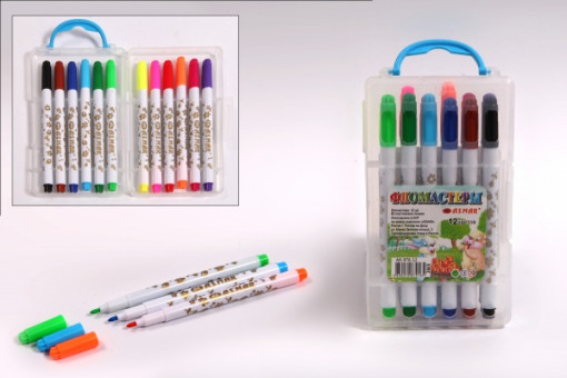 Фломастеры 12 цветы  в палстиковом пенале AR-976-12 ASMAR (40)