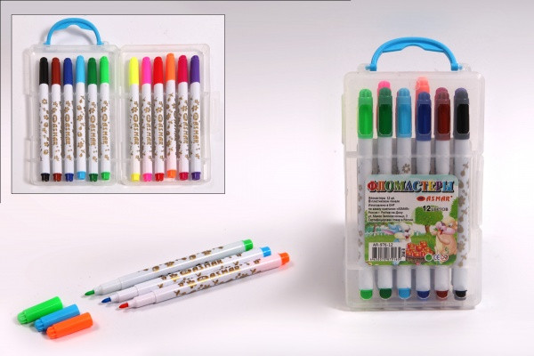 Фломастеры 12 цветы  в палстиковом пенале AR-976-12 ASMAR (40)
