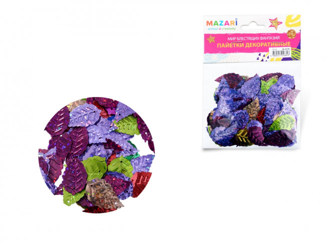 Пайетки декоративные PETAL, размер 13х27 мм, ОПП-упаковка с европодвесом