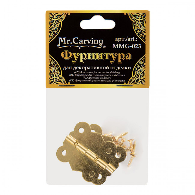 Фурнитура для шкатулок "петля" 3.1 x2.7см, золото, 2шт, Mr. Carving/MMG-023 Фурнитура для шкатулок "петля" 3.1 x2.7см, золото, 2шт, Mr. Carving/MMG-023