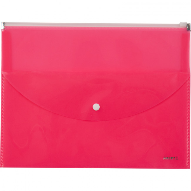 Папка-конверт А4 zip-lock,2 отделения, розовая, AXENT Папка-конверт А4 zip-lock,2 отделения, розовая, AXENT