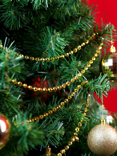 Бусы 10м золотистые "Торжество" на ёлку, MILAND/НУ-3404