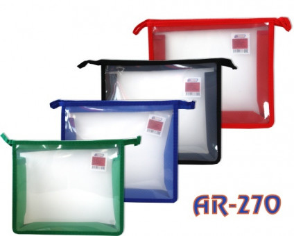 Папка А5 прозрачная, молния сверху, 4 цвета-ассорти, Asmar/AR-270 (12)