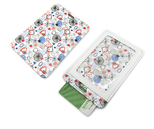 Обложка для проездного билета белая "Круги" 2 кармана, А7, экокожа, CD-2301 (2/20/1000)