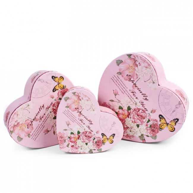 Набор подарочных коробок 3в1 22х20х9, 20х18х8 и 18х16х7см (сердце) Ч33553