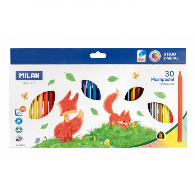 Набор цветных карандашей 30цв "Plastipastel" пластиковые трехгранные, MILAN/022T30