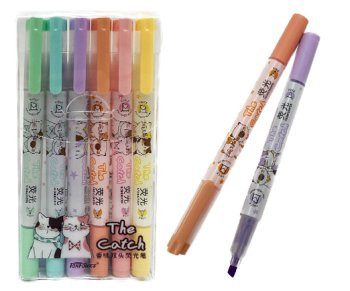 Маркер выделитель 6 цв. CX-70 "Ароматизированный неон" 1-4мм, Двусторонний (линер+скошенный), круглый, в упаковке ПВХ H2303 (1/12/216)