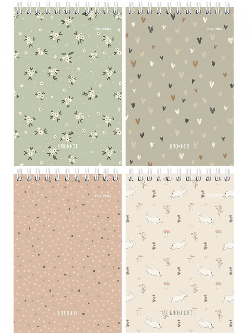 Блокнот А6 40л клетка "Милый паттерн", на гребне, Проф-Пресс/Б40-7021 (20)