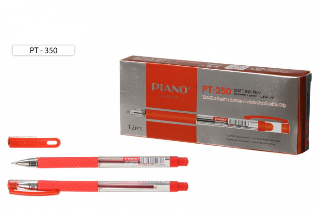 Ручка шариковая 0,5мм красная "Piano Soft Ink Pen", на масляной основе, прозрачный корпус, PIANO/PT-350-12/красн/ (12/288) Ручка шариковая 0,5мм красная "Piano Soft Ink Pen", на масляной основе, прозрачный корпус, PIANO/PT-350-12/красн/ (12/288)