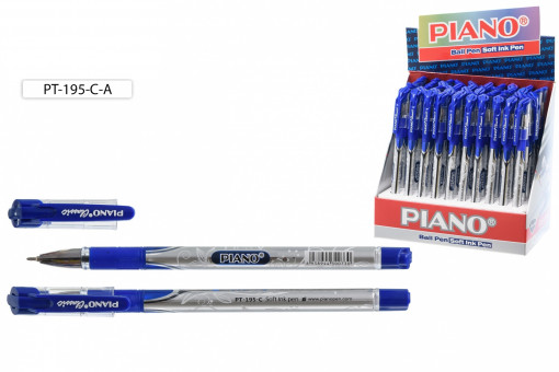Ручка шариковая 0,5мм синяя "Piano Track", на масляной основе, белый полупрозрачный корпус, PIANO/PT-195-CA (50)