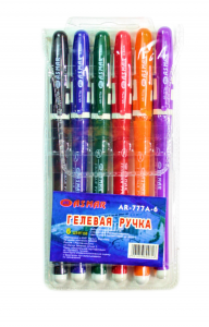 Набор гелевых ручек, 6 цв AR-777А-6 цветной корпус, Asmar (20)