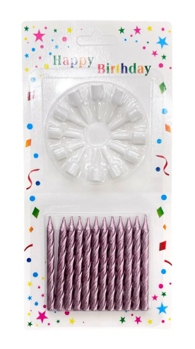 Свечи для торта "Витые" с подставкой, ассорти, Магистр/MAG-x-16/221349 (24)