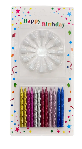 Свечи для торта "Витые" с подставкой, ассорти, Магистр/MAG-x-16/221349 (24)