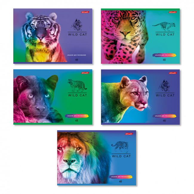 Альбом для рисования А4 48л скоба "Большие кошки" "Светоч" (5/25)