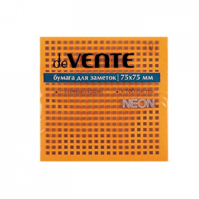 Стикер 75*75мм 100л Devente неон оранжевый 2010332/12 Китай
