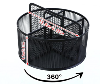 Подставка для канц.пренадлежностей, 5 отд., вращающая, металлическая, черная WENZER OFFiCE /2016