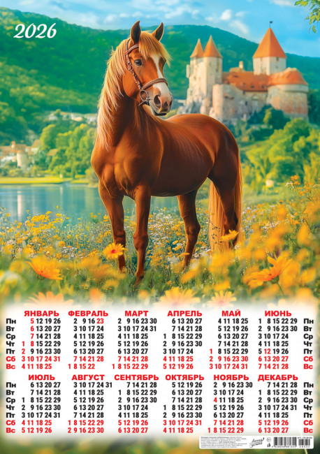 Календарь-плакат А2 2026г "Символ сказочной удачи", ПО-26-032 Календарь-плакат А2 2026г "Символ сказочной удачи", ПО-26-032