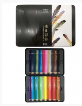 Карандаши 48цв деревянные, заточенные, в металлической коробке рисунок перья, Nyoni CD-398/NY-3 №N8520 (1/3/30) Карандаши 48цв деревянные, заточенные, в металлической коробке рисунок перья, Nyoni CD-398/NY-3 №N8520 (1/3/30)