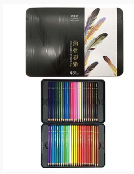 Карандаши 48цв деревянные, заточенные, в металлической коробке рисунок перья, Nyoni CD-398/NY-3 №N8520 (1/3/30) Карандаши 48цв деревянные, заточенные, в металлической коробке рисунок перья, Nyoni CD-398/NY-3 №N8520 (1/3/30)