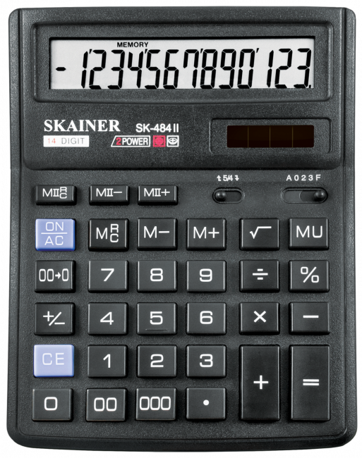 Калькулятор настольный 14-разрядный, большой,черный, размер: 143 x 192 x 39.5 мм (Skainer) (10)
