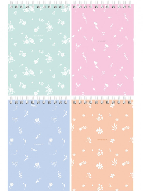 Блокнот А6 40л клетка "Цветочный паттерн - 17", на гребне, Проф-Пресс/Б40-9345 (20)