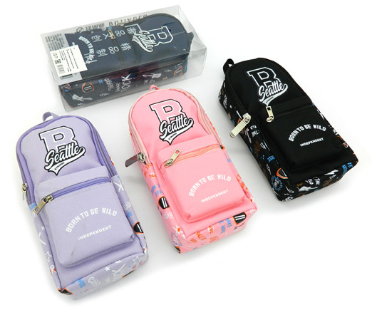 Пенал   CO-71 "Рюкзак с узорами" прямоугольный, текстиль, с карманом на молнии, цвета ассорти, в упаковке ПВХ DJ29-1025 (1/1/288)