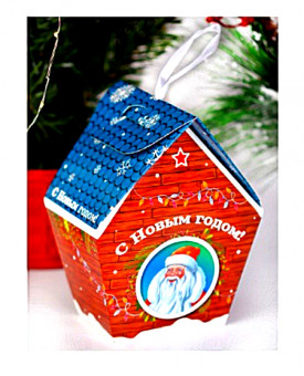 Коробка для конфет "Домик синий" (с кормушкой для птичек) ПП-5242 Коробка для конфет "Домик синий" (с кормушкой для птичек) ПП-5242