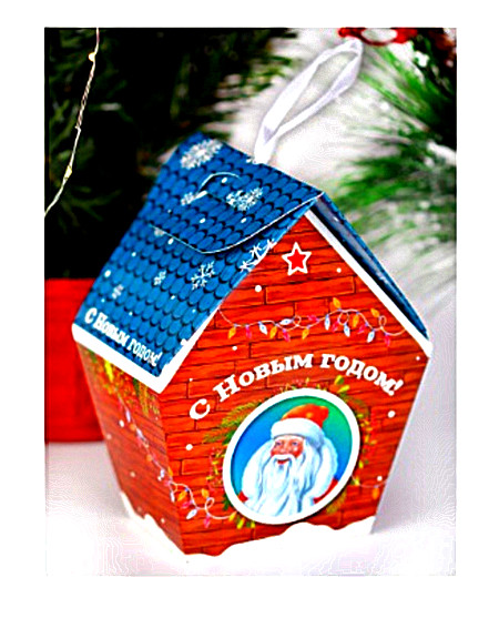 Коробка для конфет "Домик синий" (с кормушкой для птичек) ПП-5242 Коробка для конфет "Домик синий" (с кормушкой для птичек) ПП-5242