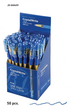Ручка шариковая 0.38мм синяя "CrystalWrite", полупрозрачный цвет корпуса, BV/20-0404/01 (50)