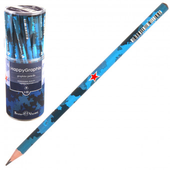 Карандаш 2мм НВ чернографитовый "HappyGraphix. Милитари синий", BV/21-0030/27 (50)