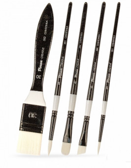 Набор кистей CREATIVE White Taklon  белая синтетика с флейцем, 5шт, Pinax/set22-5pc