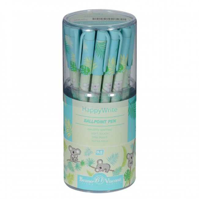 Ручка шариковая 0,5мм синяя «HappyWrite. Sweet animals. Коалы-очаровашки», BV/20-0215/40 (24)