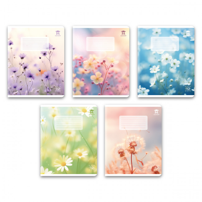 Тетрадь 12 клетка Магистр "Весеннее настроение", белизна 100% (5 дизайнов ассорти) (25/250)