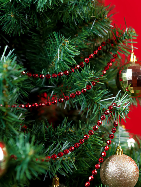 Бусы 10м красные "Торжество" на ёлку, MILAND/НУ-3405